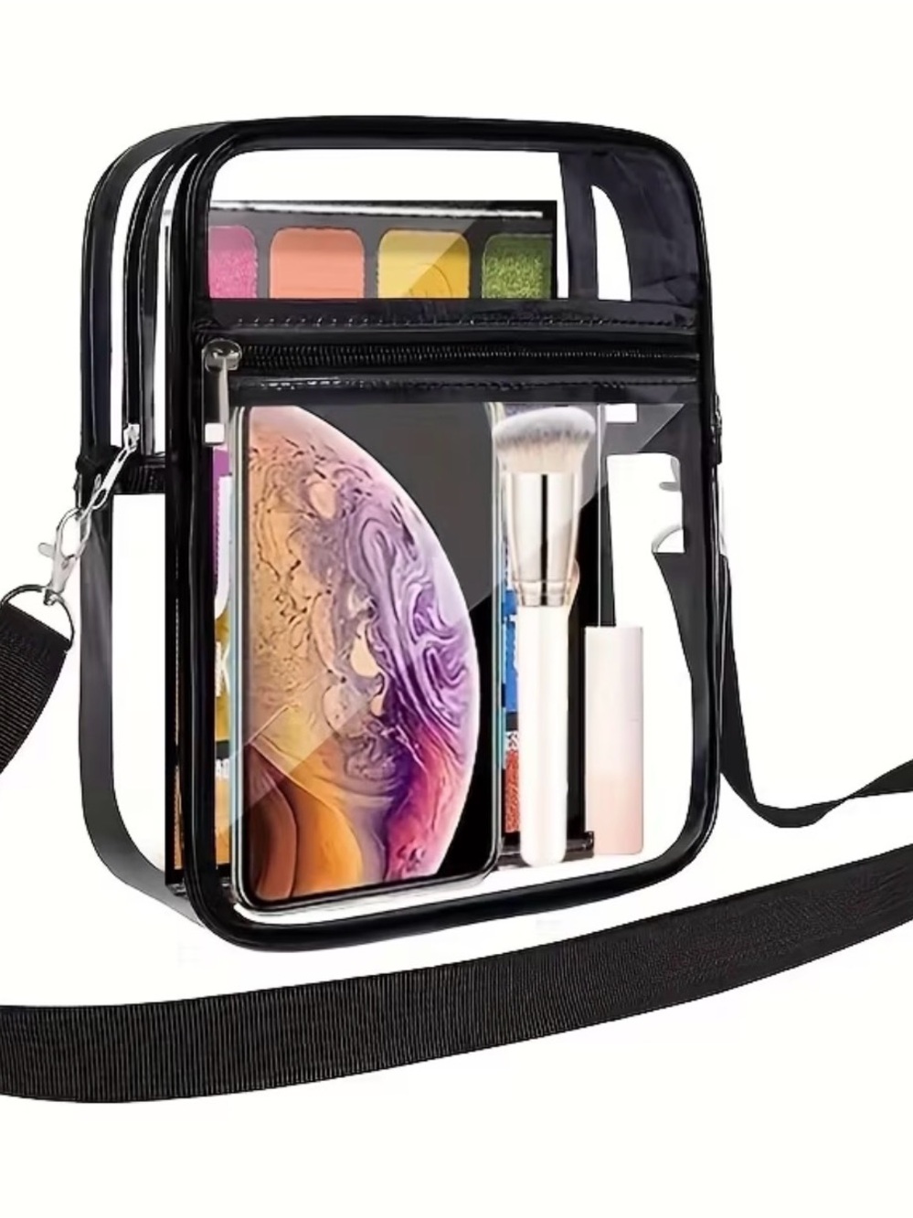 Trendy Trendy Trendy ! Clear Crossbody PVC Shoulder Bag - Black Trim Unisex